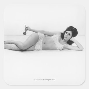 Pegatina Cuadrada Mujer en traje de baño