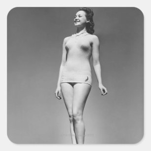 Pegatina Cuadrada Mujer en traje de baño