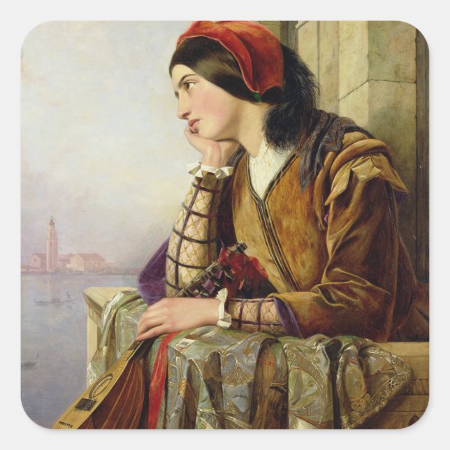 Pegatina Cuadrada Mujer enamorada, 1856 (Anverso)