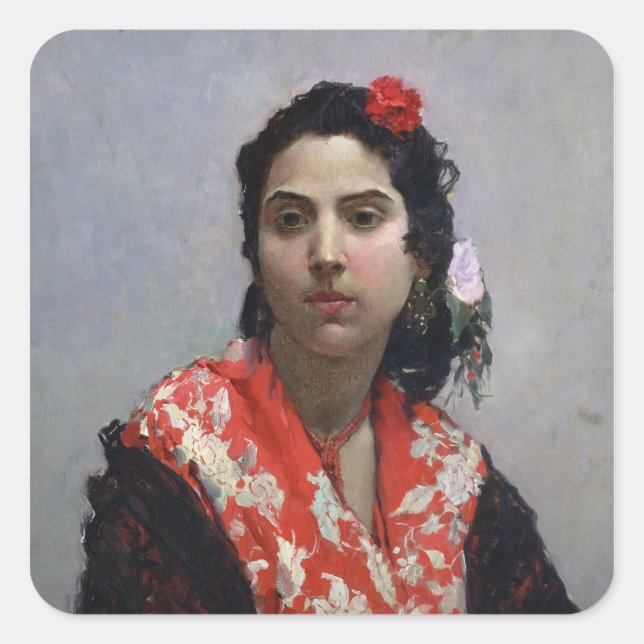 Pegatina Cuadrada Mujer gitana (Anverso)
