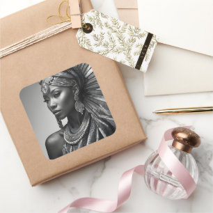 Pegatina Cuadrada Mujer hermosa africana