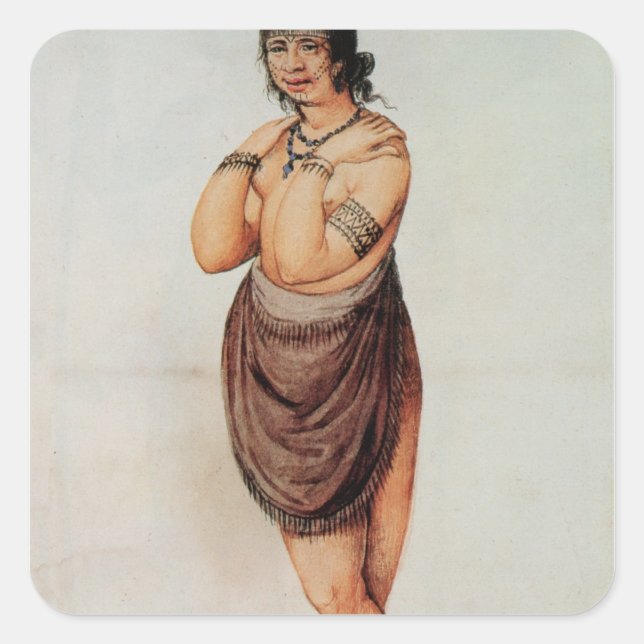 Pegatina Cuadrada Mujer india (Anverso)