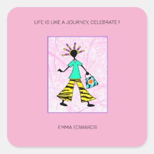 Pegatina Cuadrada Mujer inspiradora, de moda y elegante