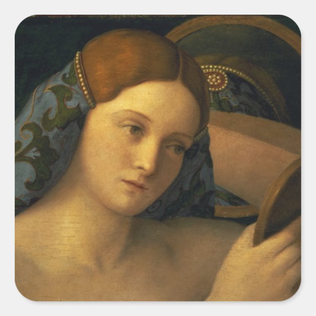 Pegatina Cuadrada Mujer joven en su inodoro (Anverso)