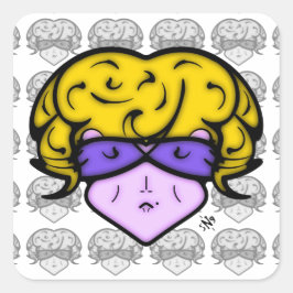 Pegatina Cuadrada mujer personalizado con marca de belleza y gafas v