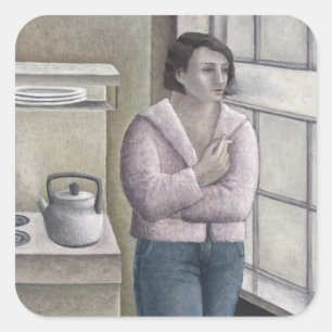 Pegatina Cuadrada Mujer que fuma 1996