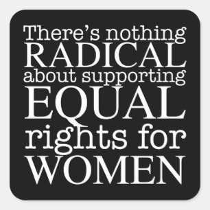 Pegatina Cuadrada Mujer radical cita a feminista de derechos de la m