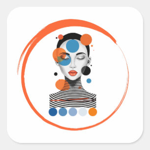 Pegatina Cuadrada mujer soñadora