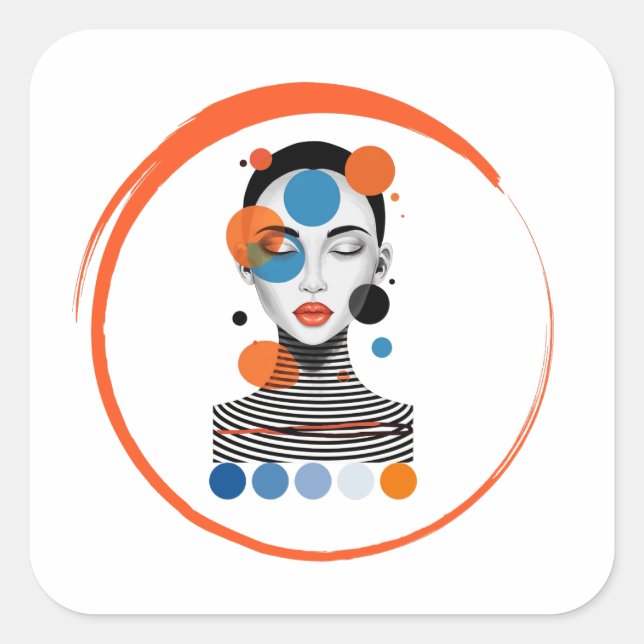Pegatina Cuadrada mujer soñadora (Anverso)