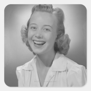 Pegatina Cuadrada Mujer sonriendo