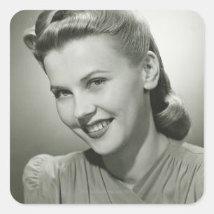 Pegatina Cuadrada Mujer sonriendo 2