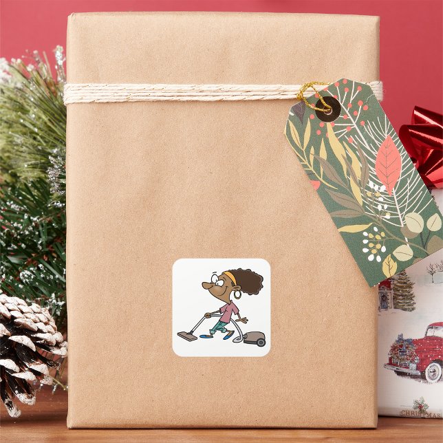 Pegatina Cuadrada Mujer Vacunando (Subido por el creador)