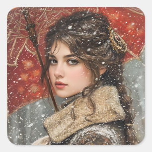 Pegatina Cuadrada Mujer victoriana