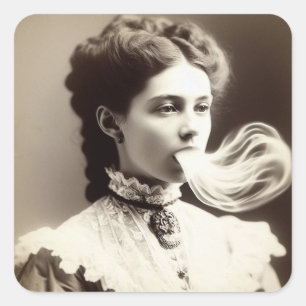 Pegatina Cuadrada Mujer victoriana con ecoplasma espiritual