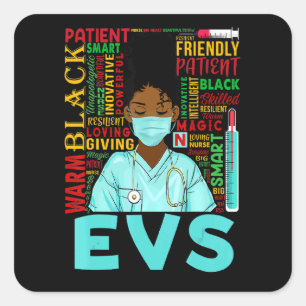 Pegatina Cuadrada Mujeres Afroamericanas Evs Negras Enfermera Mes de