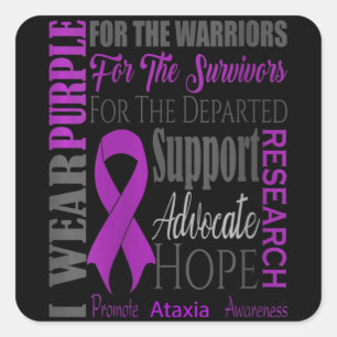 Pegatina Cuadrada Mujeres Ataxia Conciencia sobre el Enfermedad Neur