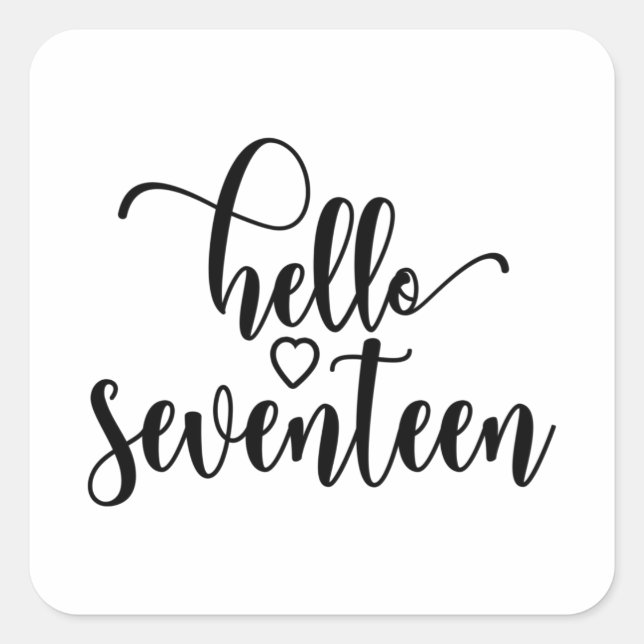Pegatina Cuadrada Mujeres de 17 años Hola a 17 años (Anverso)