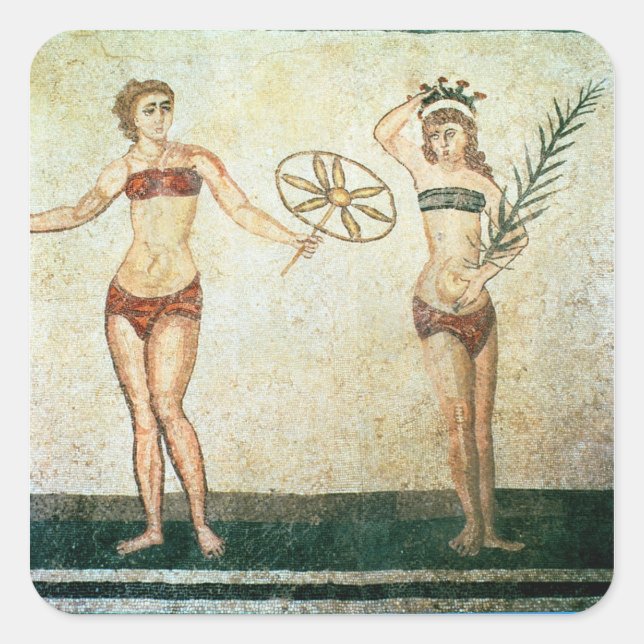 Pegatina Cuadrada Mujeres en 'bikinis' (Anverso)