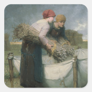 Pegatina Cuadrada Mujeres en el campo, 1882