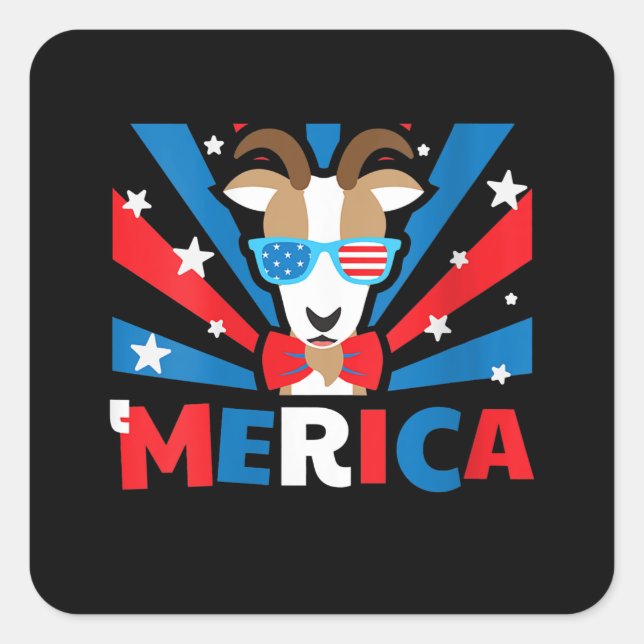 Pegatina Cuadrada Mujeres Merica Goat (Anverso)