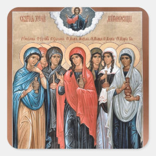 Pegatina Cuadrada Mujeres Ortodoxas Portadoras de Mirra Santísimas I