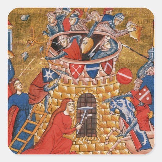 Pegatina Cuadrada Mujeres scytianas asediando a sus enemigos (Anverso)