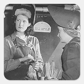 Pegatina Cuadrada Mujeres soldadoras
