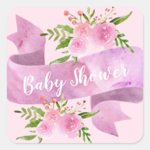 Pegatina Cuadrada Mujeril, Bonito, Chic, Rosa Floral Suave para Baby