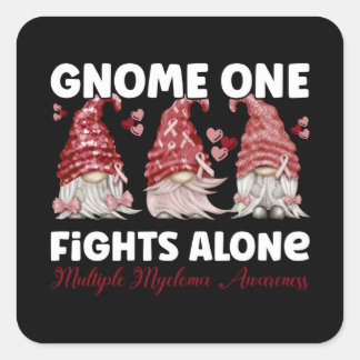 Pegatina Cuadrada Multiple Myeloma Cancer Burgundy Ribbon Gnome