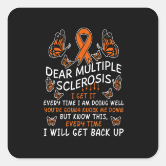 Pegatina Cuadrada Multiple Sclerosis Butterfly Ribbon World Ms Day