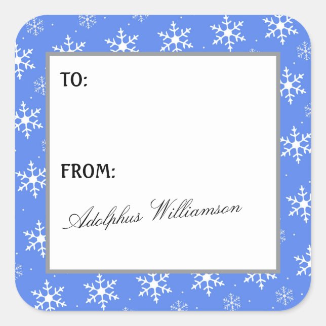 Pegatina Cuadrada Multiple Snowflakes Christmas Gift Label (Anverso)