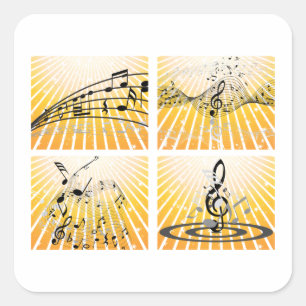 Pegatina Cuadrada Múltiples notas musicales