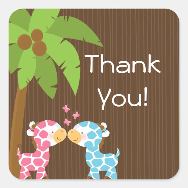 Pegatina Cuadrada Múltiples Pegatinas de Baby Shower de jirafas de S (Anverso)