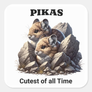 Pegatina Cuadrada Múltiples Pikas en una Hoja