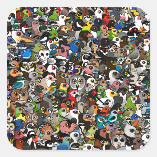 Pegatina Cuadrada Multitud Birdorable