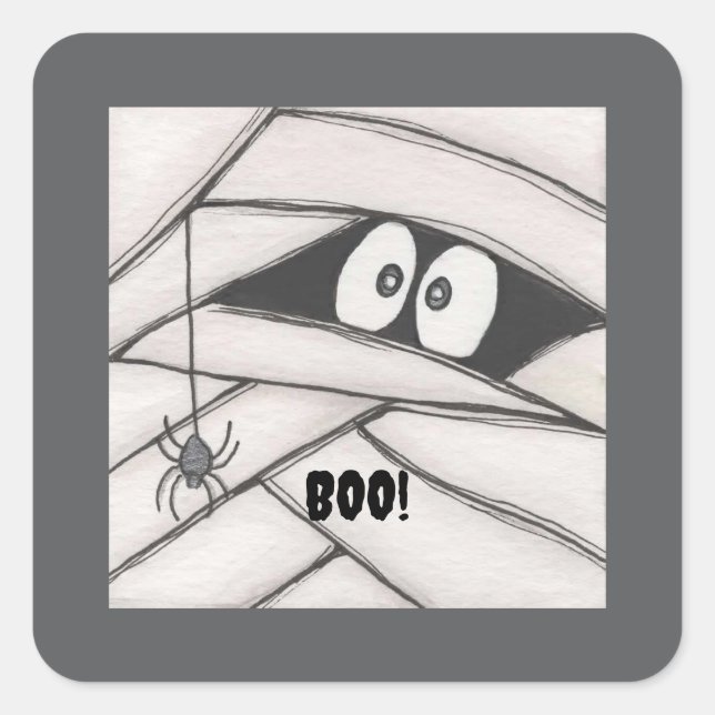 Pegatina Cuadrada Mummy dice (Anverso)