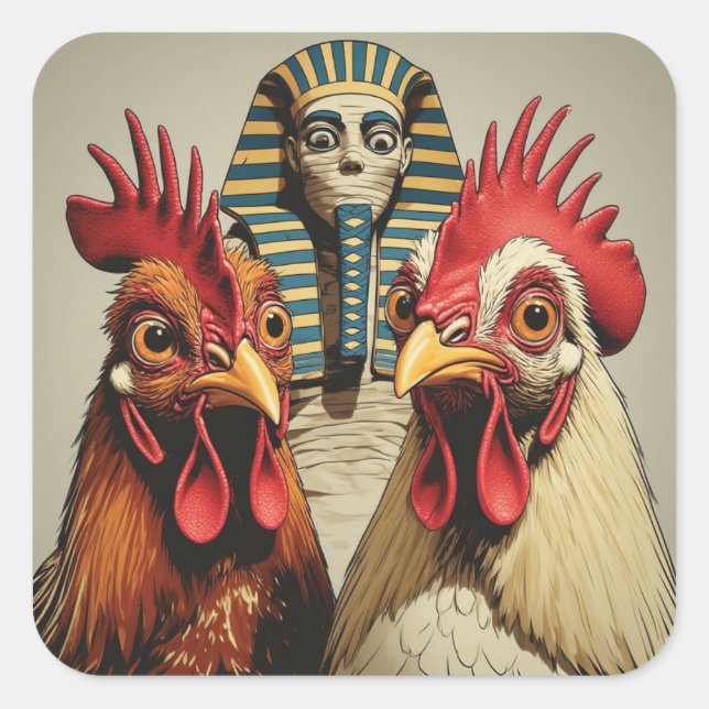 Pegatina Cuadrada "Mummy Selfie" Chessy Chicken Selfies (Anverso)
