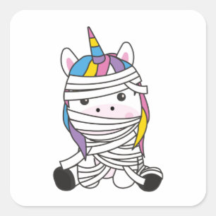 Pegatina Cuadrada Mummycorn Unicorn Mummy Halloween Costume