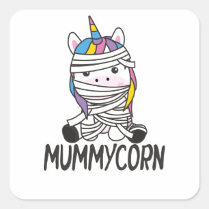 Pegatina Cuadrada Mummycorn Unicorn Mummy Halloween Costume