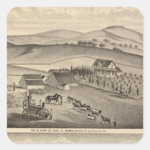 Pegatina Cuadrada Munch, residencias Stanley, granjas