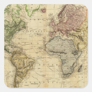 Pegatina Cuadrada Mundo 5