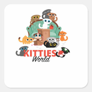 Pegatina Cuadrada Mundo de Kitts