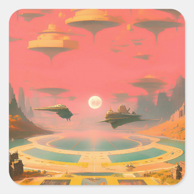 Pegatina Cuadrada Mundo de sueños (Anverso)