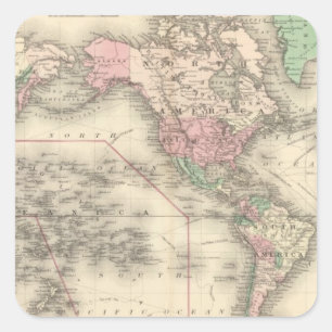 Pegatina Cuadrada Mundo en la proyección de Mercator