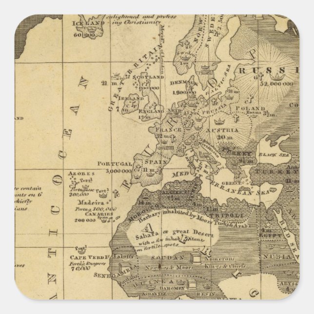 Pegatina Cuadrada Mundo habitado (Anverso)