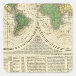 Pegatina Cuadrada Mundo mostrado como dos hemisferios