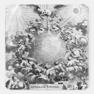 Pegatina Cuadrada Mundus Subterraneus' por Athanasius Kircher