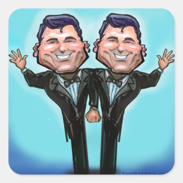 Pegatina Cuadrada Muñecas de pasteles Boda gay (Anverso)