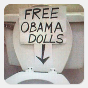 PEGATINA CUADRADA MUÑECAS LIBRES DE OBAMA