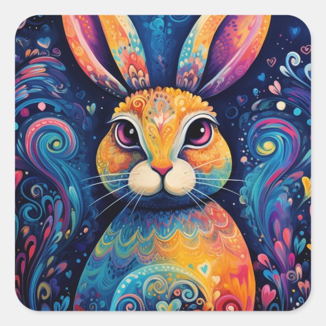 Pegatina Cuadrada Muñecas y corazones Azul (Anverso)